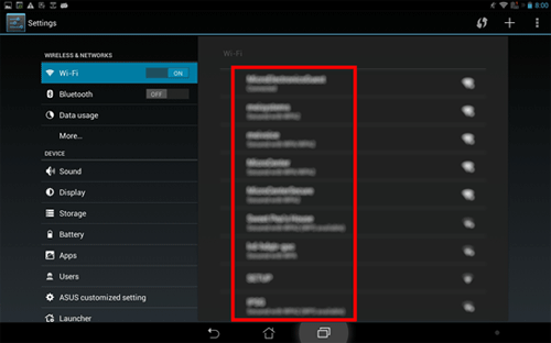 Android Settings, WiFi